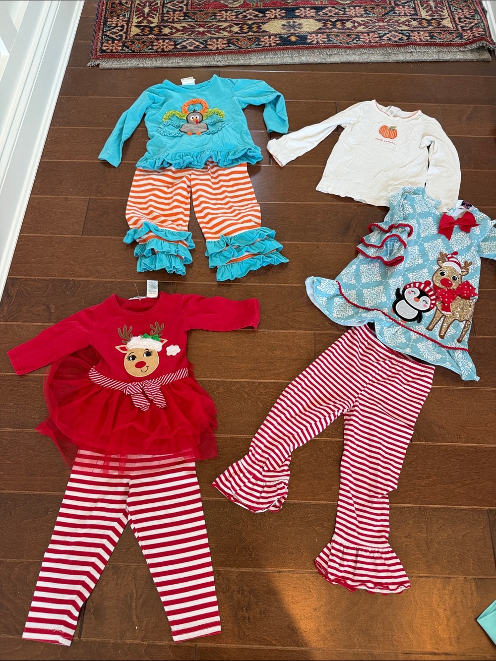 Kids Holiday Red Reindeer Outfit - fall Thanksgiving 3/3t